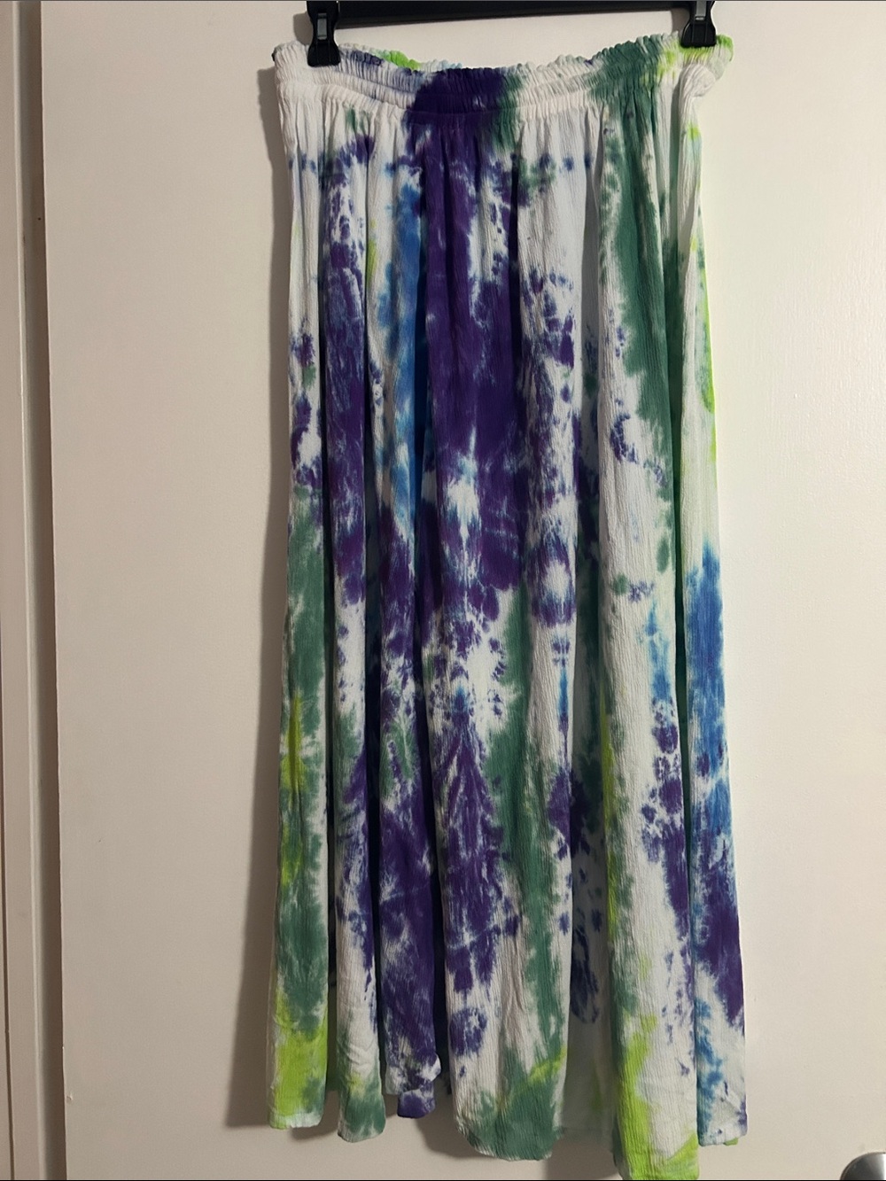 Tie-Dye Maxi Skirt in Purple, Green & Blue